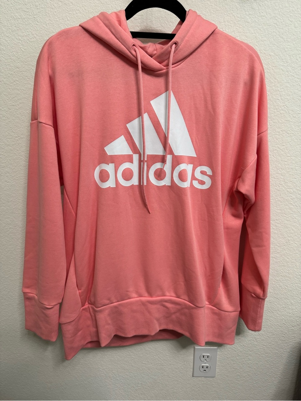 Large Adidas Women's Pink Logo Hoodie Sweater